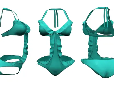 Swimwear with Front Frills Low-poly 3D model