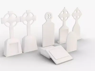 Tombstone Set Low Poly Game Asset Free Free low-poly 3D model