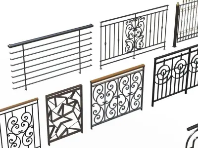 Hand rail fence 3d model wroguht 3D model