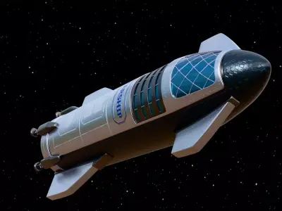 Stylized Starship Rocket 3D model
