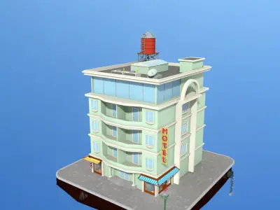 motel building Low-poly 3D model