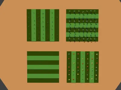 Low Poly Farm Fields Low-poly 3D model