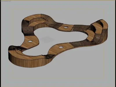 Contemporary Wooden Walkway with Integrated Seating Free 3D model