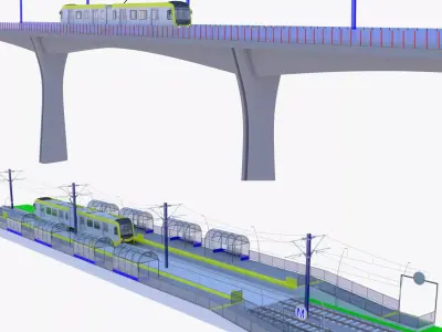 LA metro bridge and station 3D Model Pack
