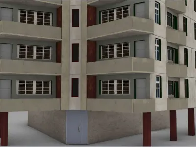 16 storey Soviet building from Armenia Low-poly 3D model