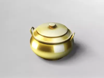 Elegant Golden Soup Pot 3D Model 3D model