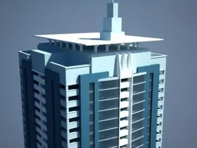 Apartment 1 high rise building in middle of park 3D model