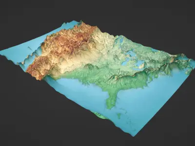 United States Map Topography Low-poly 3D model