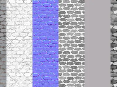 Wavy Stone Pavers Seamless PBR Material Texture