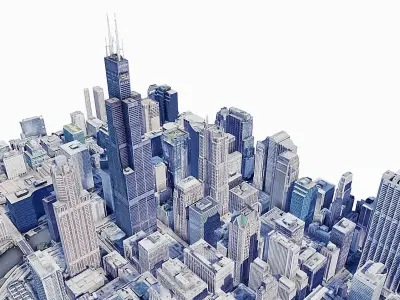 Willis Tower - building Low-poly 3D model