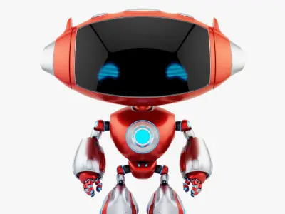 RED CUTE CAT BOT 3D model