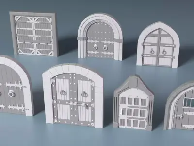 Doors Collection - 101 pieces Low-poly 3D model