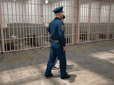  Policeman Escorting Asian Prisoner 