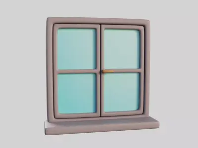 Cartoon Window 6a Low-poly 3D model
