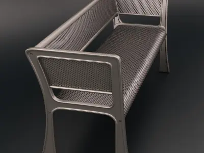 Set of 3 benches for outdoor public spaces 3D model