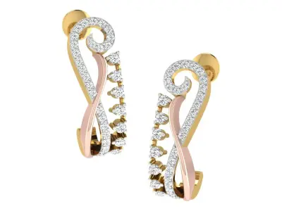 Yellow gold diamond earring-EZ BI-93 3D print model