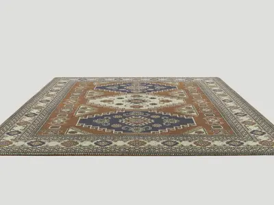 Brown and Blue Living Room Carpet Low-poly 3D model