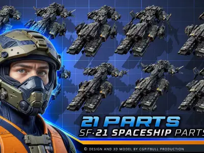 GSX - Spaceship Wreck Parts Low-poly 3D model