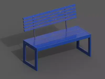 Street Bench Low-poly 3D model