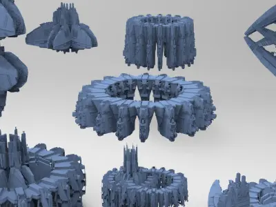Sci-Fi dark Platforms 12 Monoliths  3D model