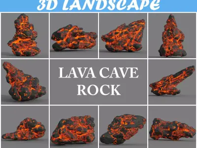 Low poly Lava Rock B-190427 Low-poly 3D model