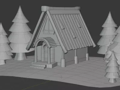 Stylized Hand-Painted Diorama House - Game Asset Free low-poly 3D model