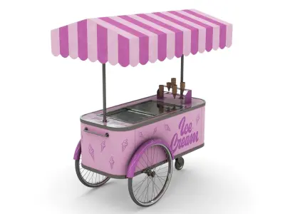 Ice Cream Trolley Low-poly 3D model