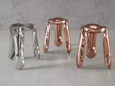 Plopp three stools made of metal and copper 3D model