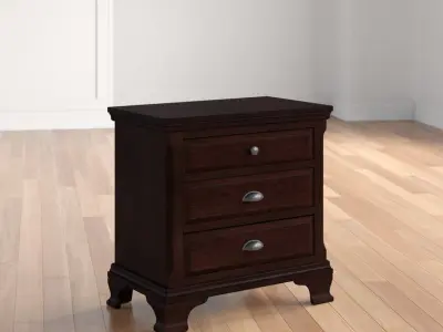 Plattsburgh Drawer Wood Nightstand in Brown 3D model