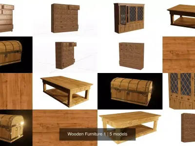 Wooden Furniture 1 3D Model Pack