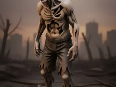 Realistic Horror Zombie Walking Post-Apocalyptic 3D Low-poly 3D model