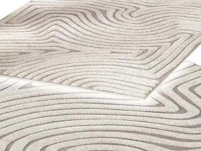 Cream Beige Abstract Swirl Textured Rug 3D model