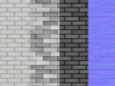 Clean White Brick Tiles Texture PBR 200 x 200 cm Texture
