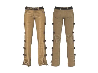 Steampunk Western Outfit Low-poly 3D model