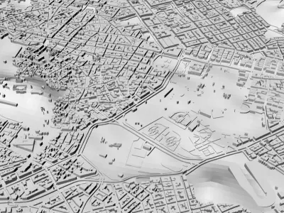 3D Athens Map City Art Landmark Model of Athens Skyline 3D Art 3D print model