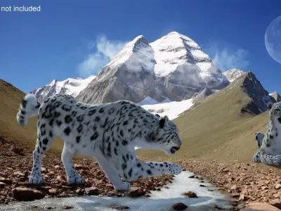 Snow Leopard Rigged with Fur 