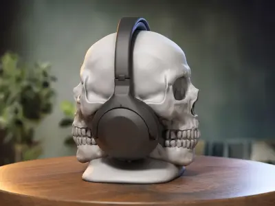 Robot Skull Headphone Stand Cyborg Headset Stand 3D print model