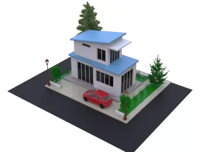 Detached house country house 3D modeling source 3D print model