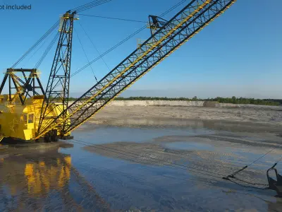  Heavy Duty Dragline With Long Boom Yellow Rigged for Cinema 4D 