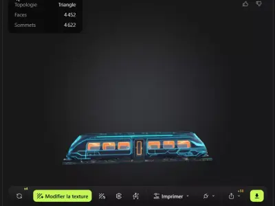 Futuristic Tron-Style Train Lowpoly Low-poly 3D model