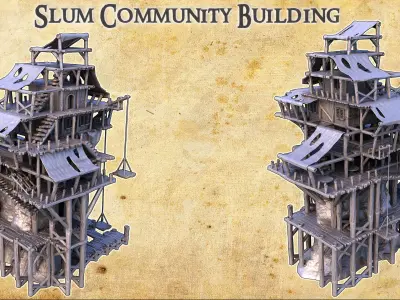 Slum Community Building Tabletop Terrain 28MM 3D print model 3D print model