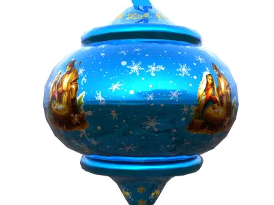 Festive Blue Bauble Nativity Scene 3D Model PBR  Low Poly Low-poly 3D model