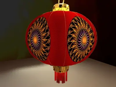 Chinese red lantern Low-poly 3D model