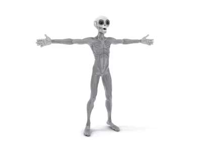 Grey Alien Character model pack Low-poly 3D model