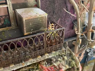 Diorama Iron Railing or Fence for balcony 3 piece 3D print model