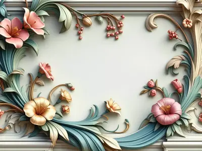 Elegant Floral Wall Decor Relief Panel Low-poly 3D model