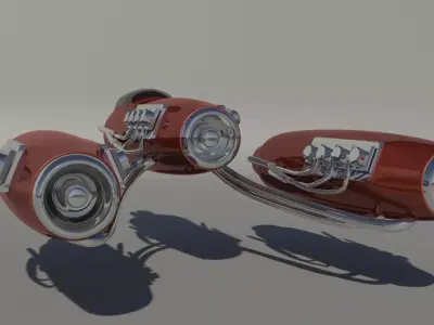 Star Wars inspired pod red Low-poly 3D model