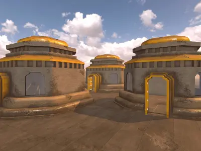 SciFi Desert Building 4 Low-poly 3D model
