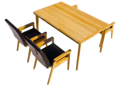 Dining set 4 seat 3D model get