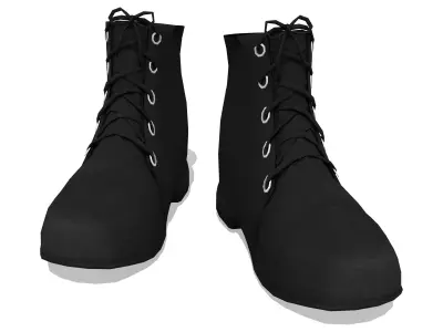 Men Black Thick Heels Ankle Boots Low-poly 3D model